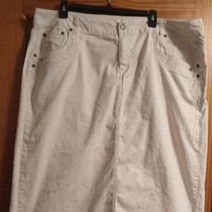 ivory white denim long ankle skirt plus